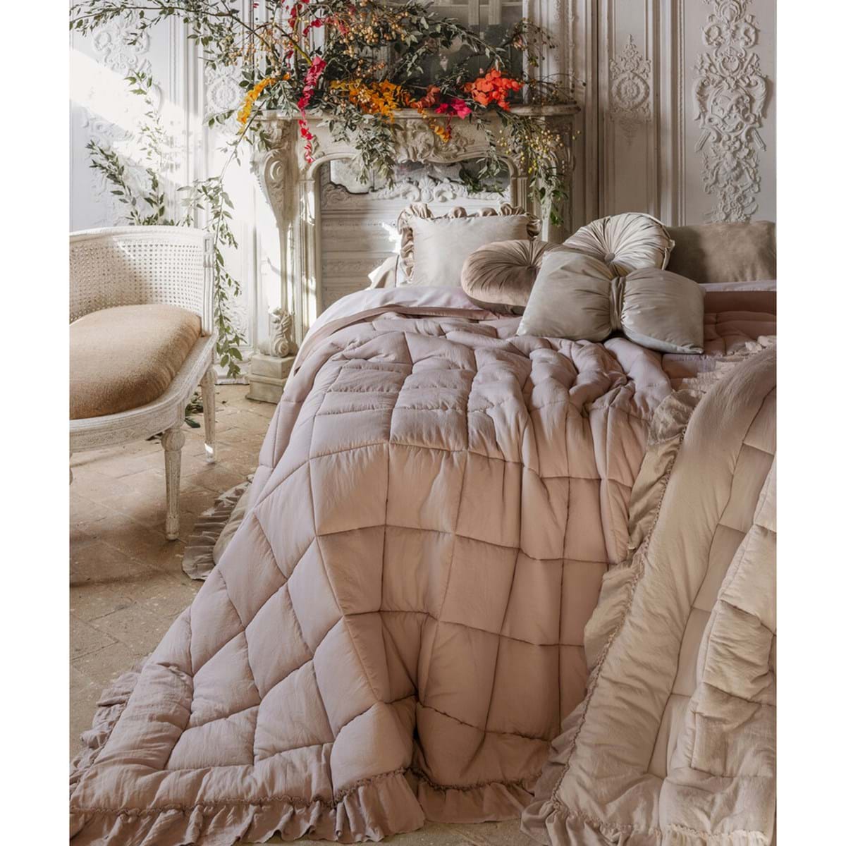 BLANC MARICLÒ - Trapunta Diamante con Gale Beige 300GSM