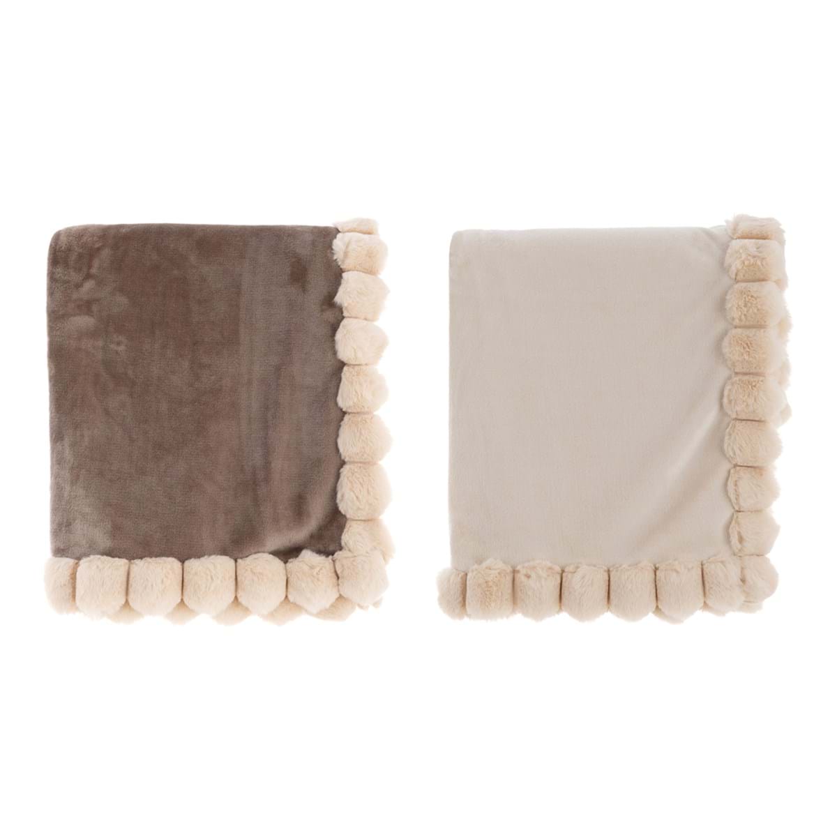 BLANC MARICLÒ- Plaid con pom poms 2 Varianti