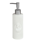 Dispenser in ceramica Marquise elegante e raffinato, con medaglione centrale. Perfetto per il bagno, abbinalo al postaspazzolini Marquise.