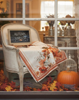 PLAID AUTUNNALE NUVOLE DI STOFFA RACCONTI D'AUTUNNO, SHABBY CHIC IDEA REGALO CON SCATOLA INCLUSA