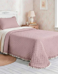 TRAPUNTA MEZZO PESO SINGOLA LOVELY SHABBY CON GALA ROMANTICA ROSA
