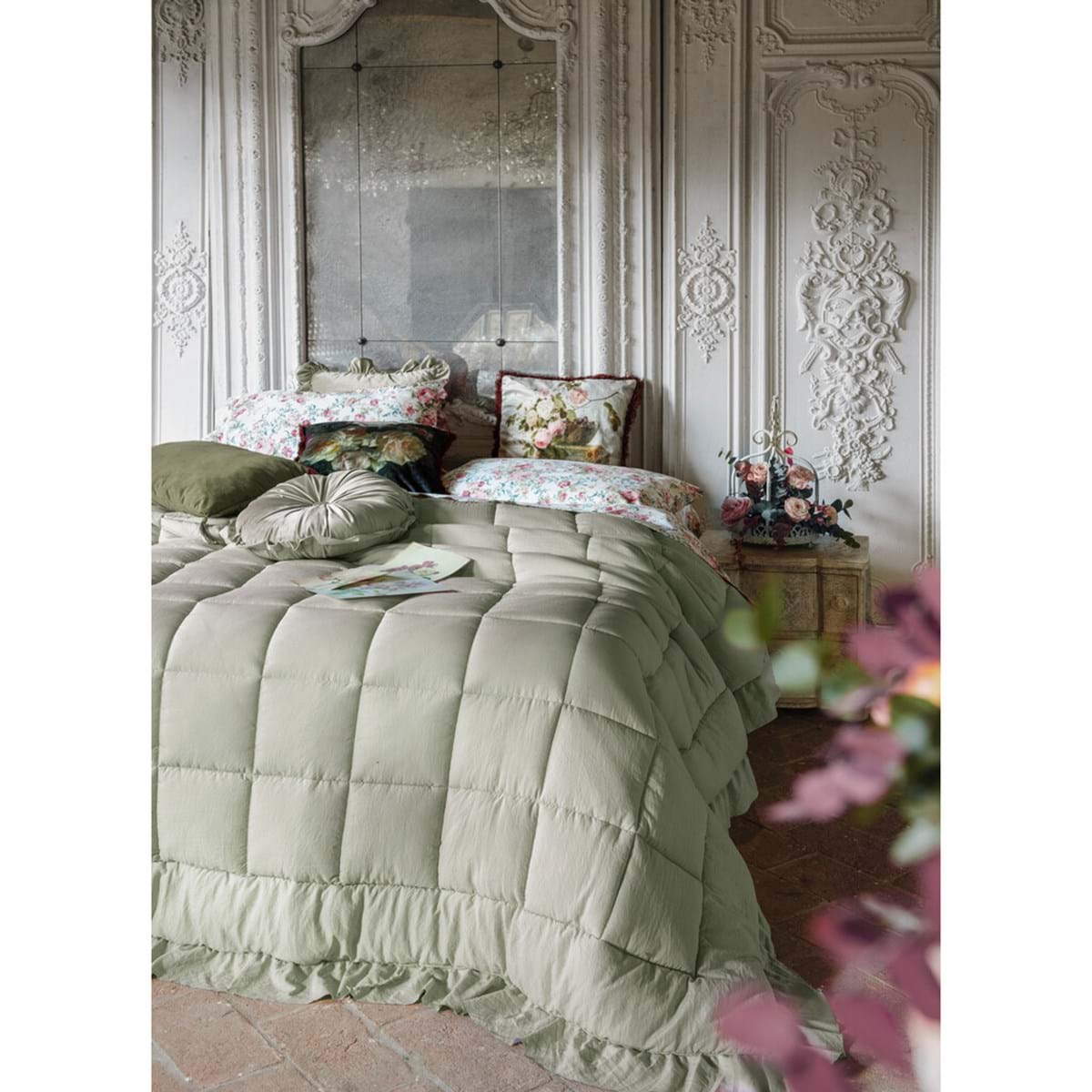 BLANC MARICLÒ - Trapunta Diamante con Verde 300GSM
