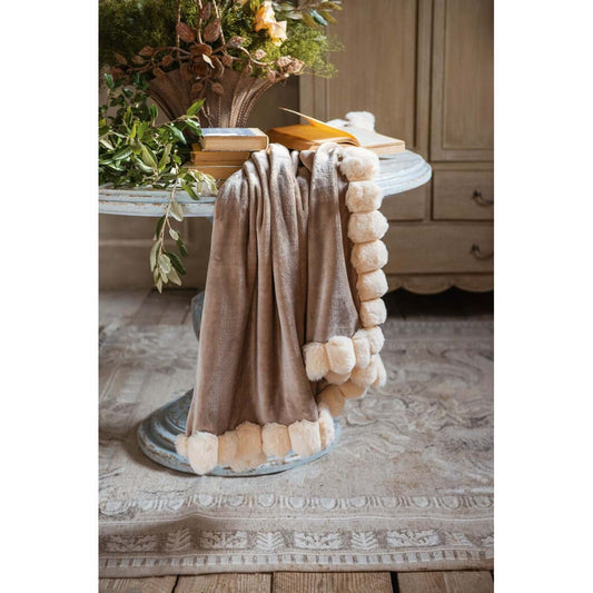 BLANC MARICLÒ- Plaid con pom poms 2 Varianti