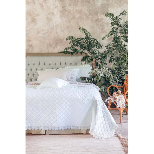 BLANC MARICLÒ - Trapunta con Gala in pizzo 200g + copriguanciali