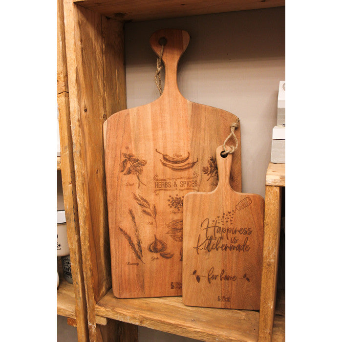 Nuvole di Stoffa - Tagliere in Legno Inciso "Happiness is Kitchenmade"