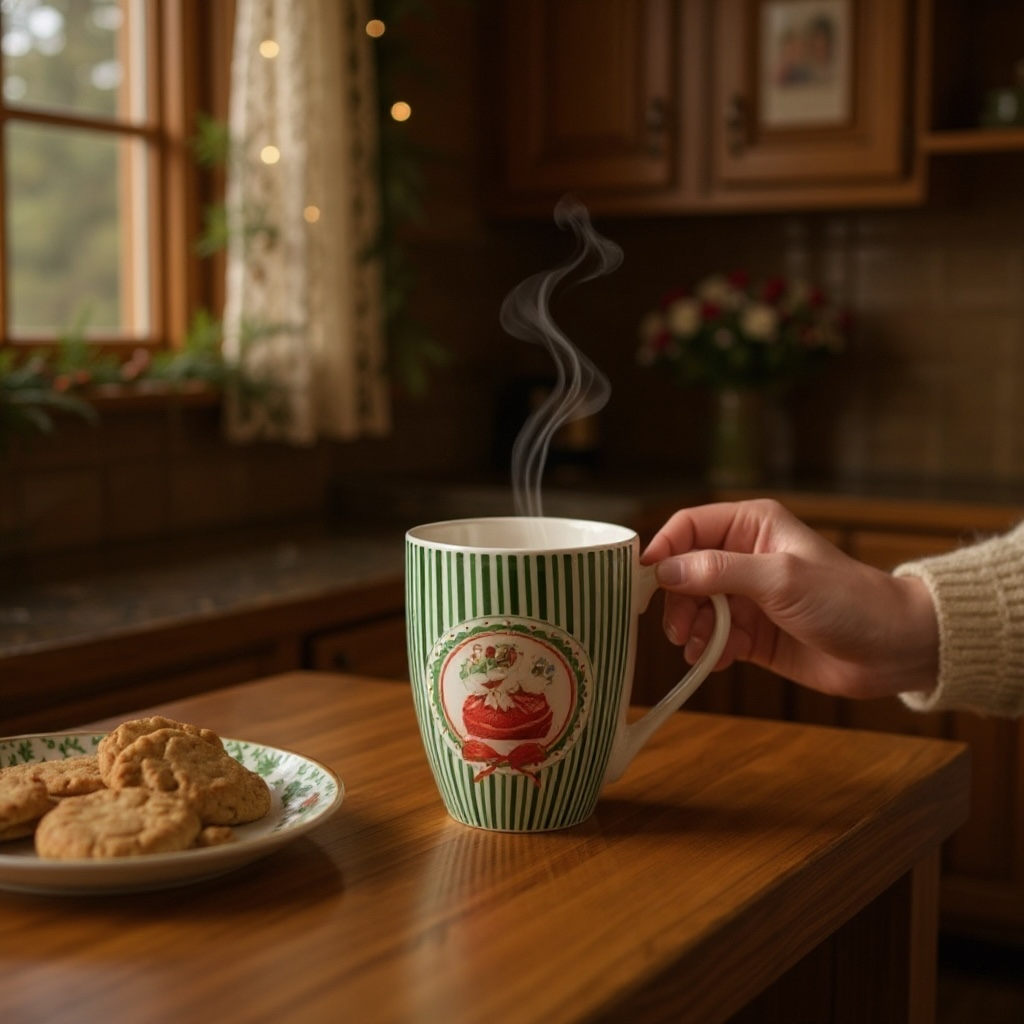 TAZZA VERDE NUVOLE DIS TOFFA NATALE MAGIC NOEL IDEA REGALO MUG SHABBY