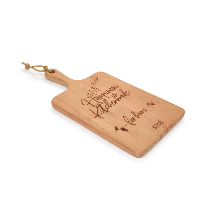Acquista il tagliere in legno di acacia a forma di pala con dedica. Ideale per aperitivi o come decorazione shabby chic per la tua cucina. A Manfredonia 
