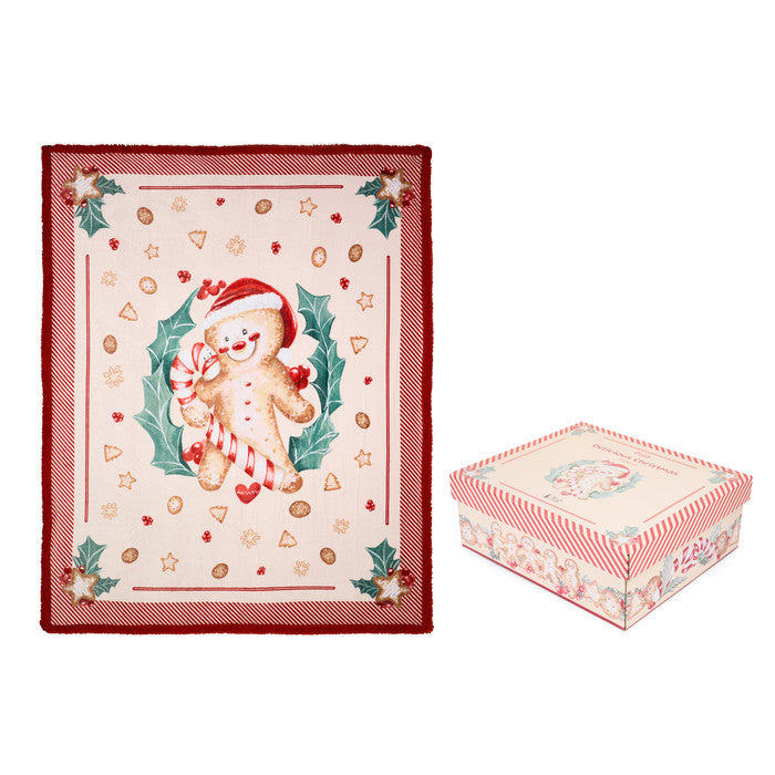PLAID OMINO PAN DI ZENZERO DELICIUS CHRISTMAS NUVOLE DI STOFFA IDEA REGALO, COPERTA CALDA E AVVOLGENTE CON SCATOLA REGALO