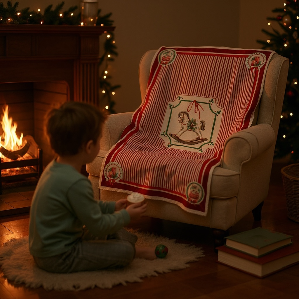 PLAID NUVOLE DI STOFFA CON CAVALLUCCIO A DONDOLO ROSSO MAGIC NOEL
