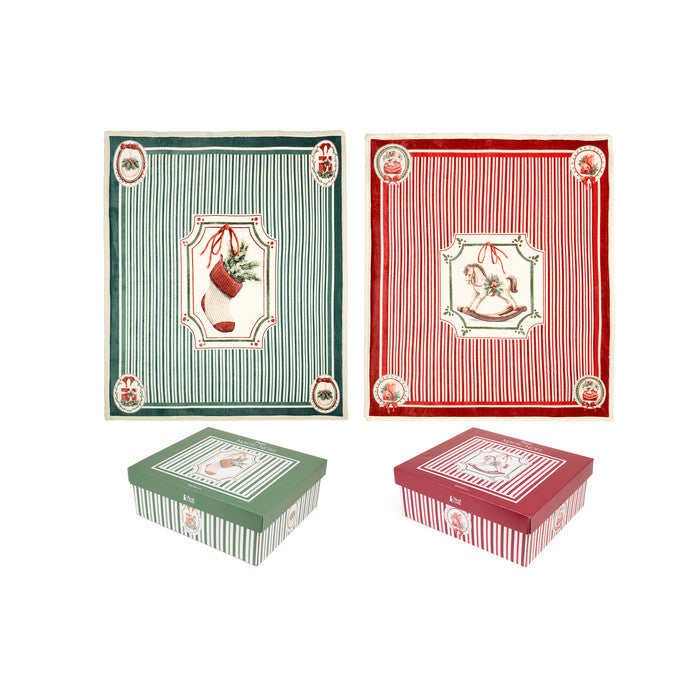 PLAID NATALIZIO DI NUVOLE DI STOFFA MAIGIC NOEL CALDO E SOFFICE CON SCATOLA REGALO, ROSSO E VERDE