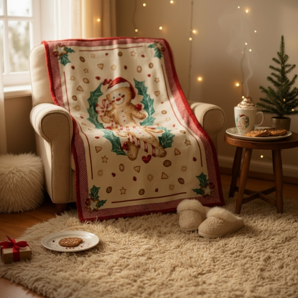 PLAID DELICIUS CHRISTMAS NUVOLE DI STOFFA CON SCATOLA REGALO, OMINO PAN DI ZENZERO,IDEA REGALO NATALE