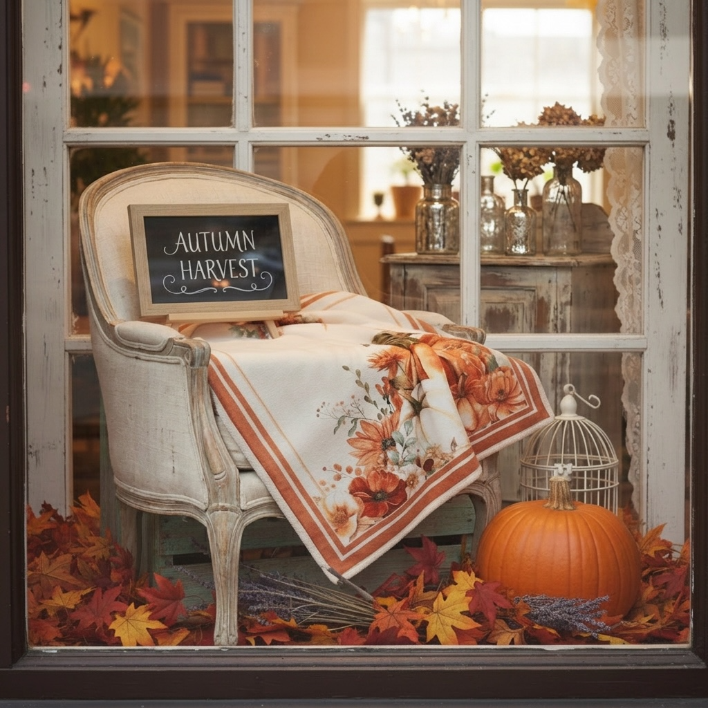 PLAID AUTUNNALE NUVOLE DI STOFFA RACCONTI D'AUTUNNO, SHABBY CHIC IDEA REGALO CON SCATOLA INCLUSA