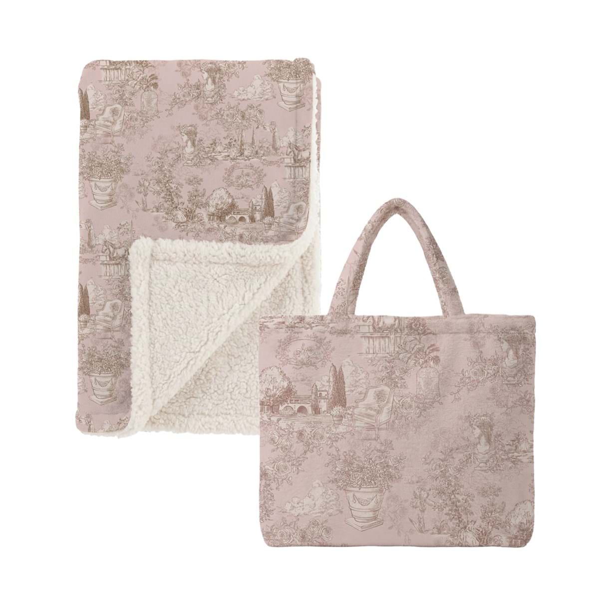 Blanc Mariclò, plaid sharpa giardino del borgo rosa
