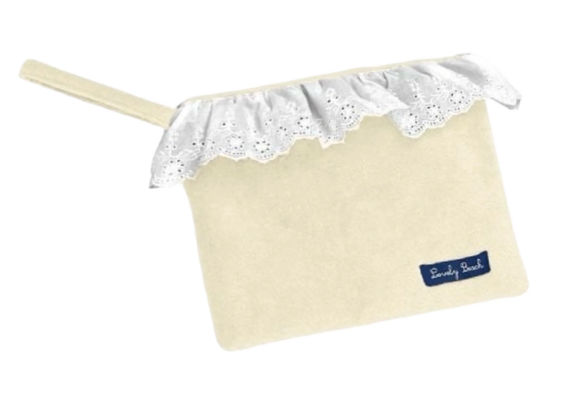 La Lovely Beach Pochette San Gallo è l'accessorio ideale per chi cerca un perfetto stile shabby chic e romantico per l'estate, grazie al caratteristico volant in pizzo San Gallo.