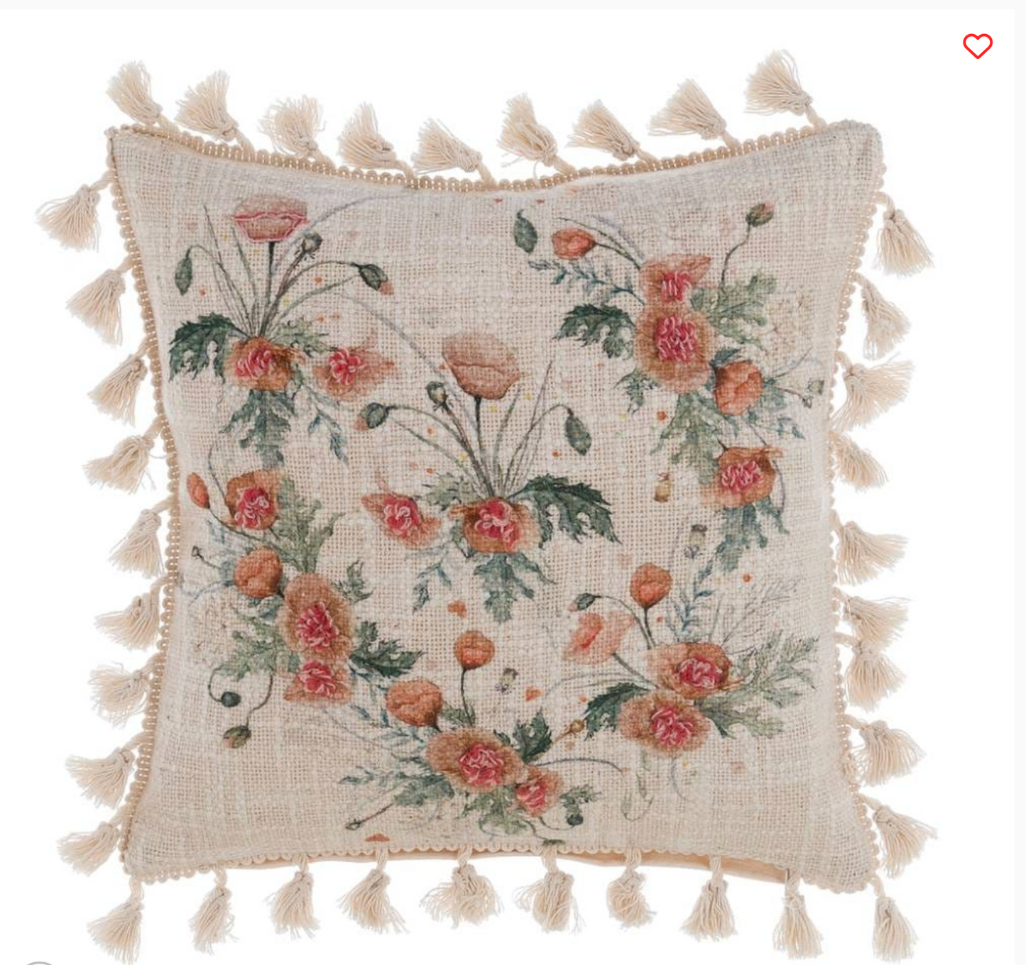 BLANC MARICLÒ -Cuscino ricamato con nappe serie Coquelicot cm.30x30