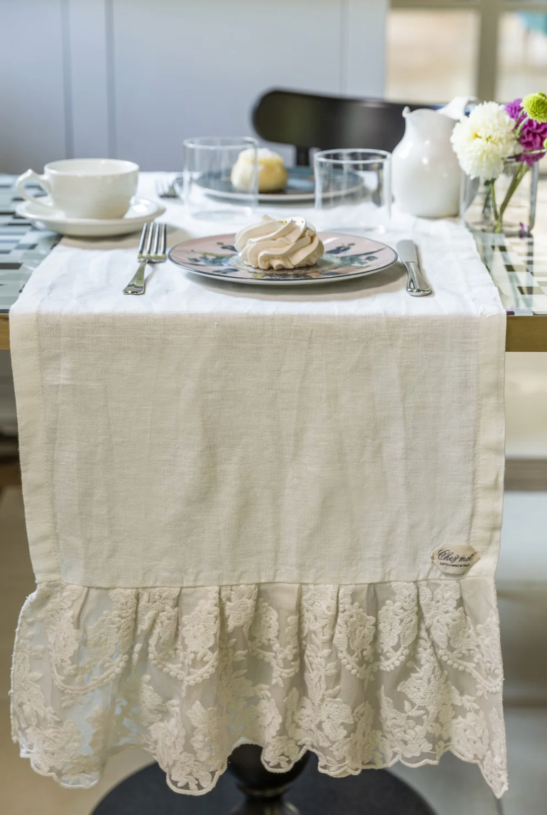 Chez moi - Runner puro lino Volant Versailles