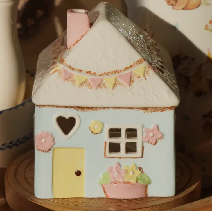 Isabelle Rose - Casa portatealight in ceramica azzurra
