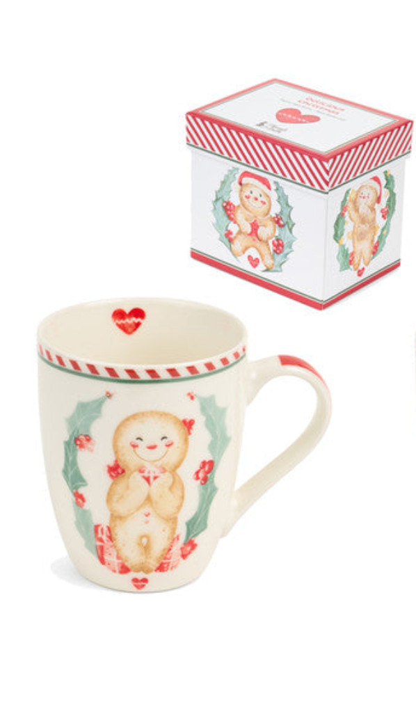 MUG TAZZA OMINO DI PAN DI ZENZERO NUVOLE DI STOFFA NATALE