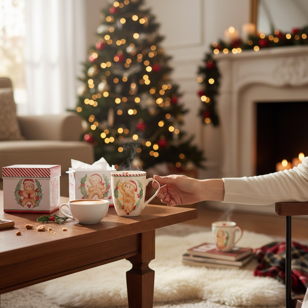 TAZZA MUG OMINO PAN DI ZENZERO NUVOLE DI STOFFA IDEA REGALO