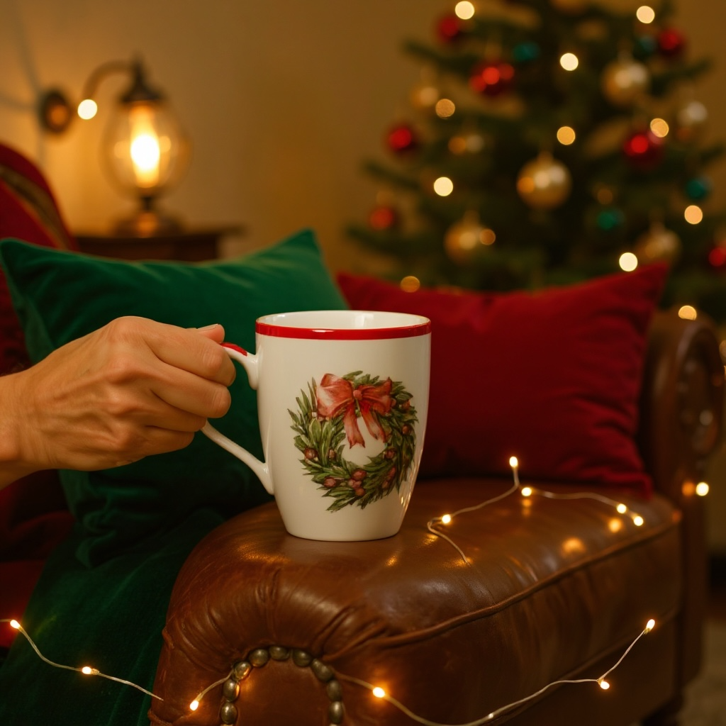 TAZZA MUG IDEA REGALO NUVOLE DI STOFFA GHIRLANDA NATALE