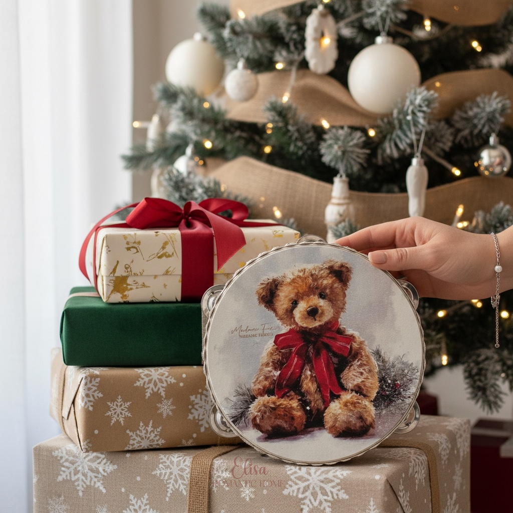 Tamburello natalizio dolce Teddy – Madame Fioccò