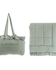 Trapunta matrimoniale Diamante Verde Blanc Mariclò: calda imbottitura 300gr, stile Shabby Chic con balza plissettata. Acquista l'eleganza per il tuo letto. A Manfredonia Foggia
