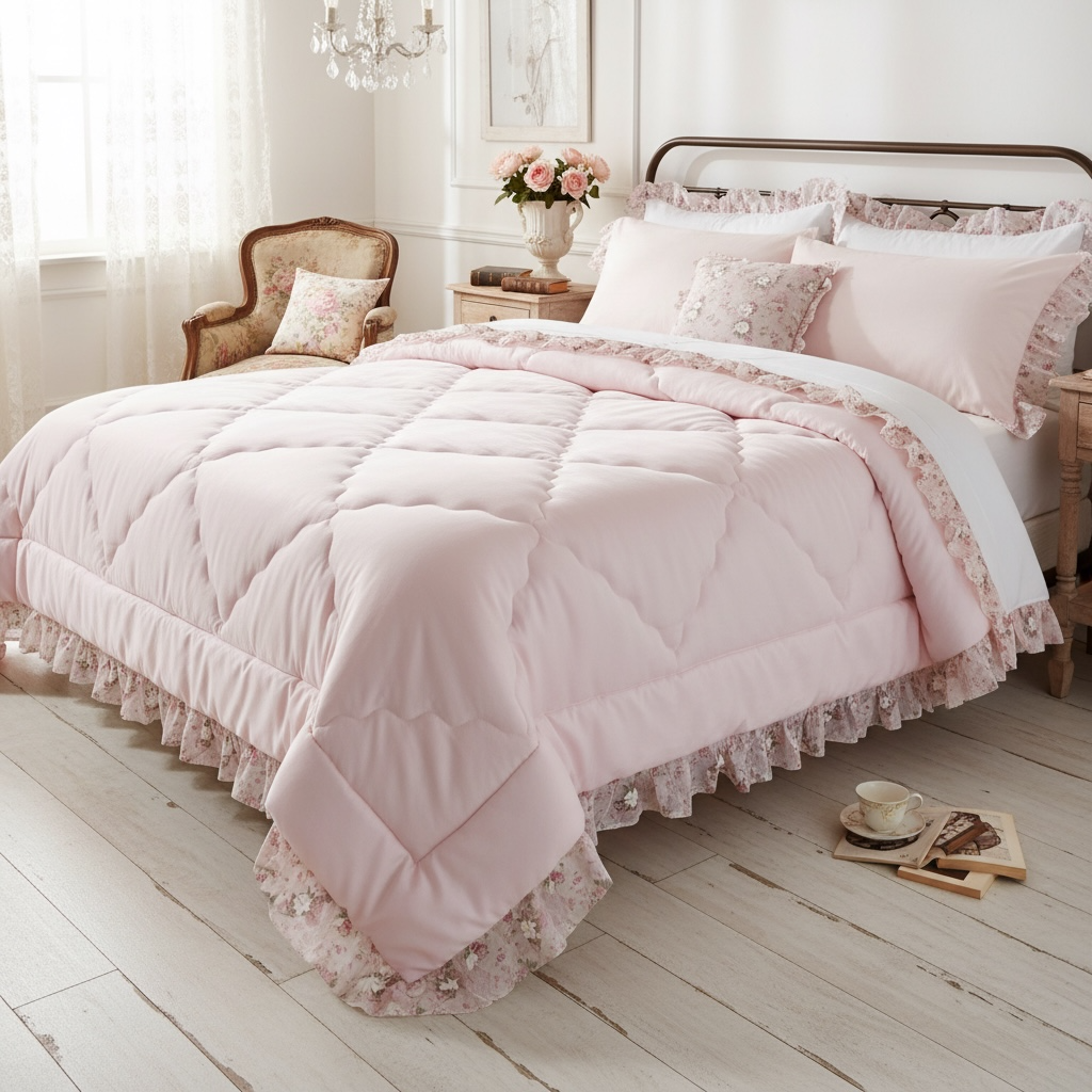 trapunta invernale shabby con gala fiorata romantica super calda e avvolgente