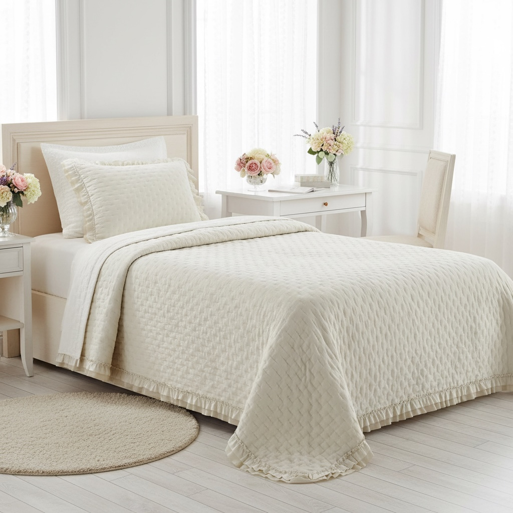 TRAPUNTA SINGOLA AVORIO LOVELY SHABBY ROMANTICA 