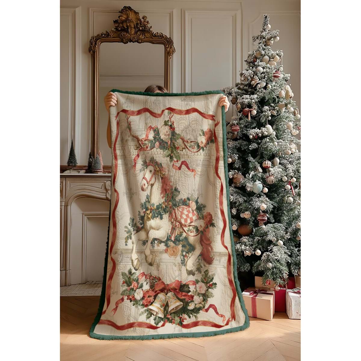 plaid natale BLANC MARICLÒ cavallo