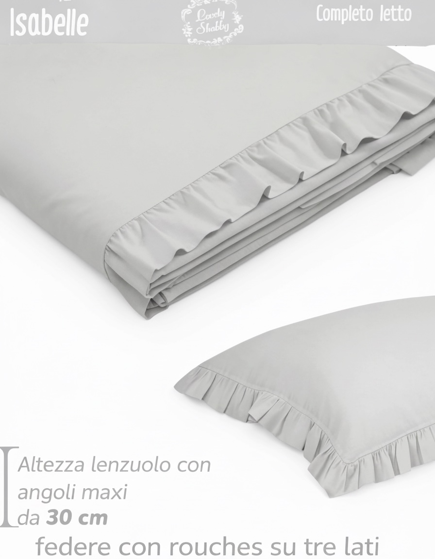 lenzuola cotone grigie con gala 