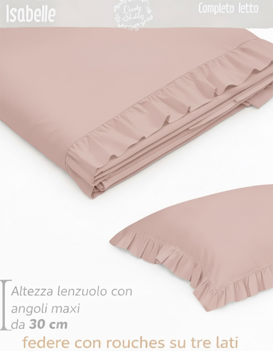 lenzuola cotone lovely shabby rosa con gala