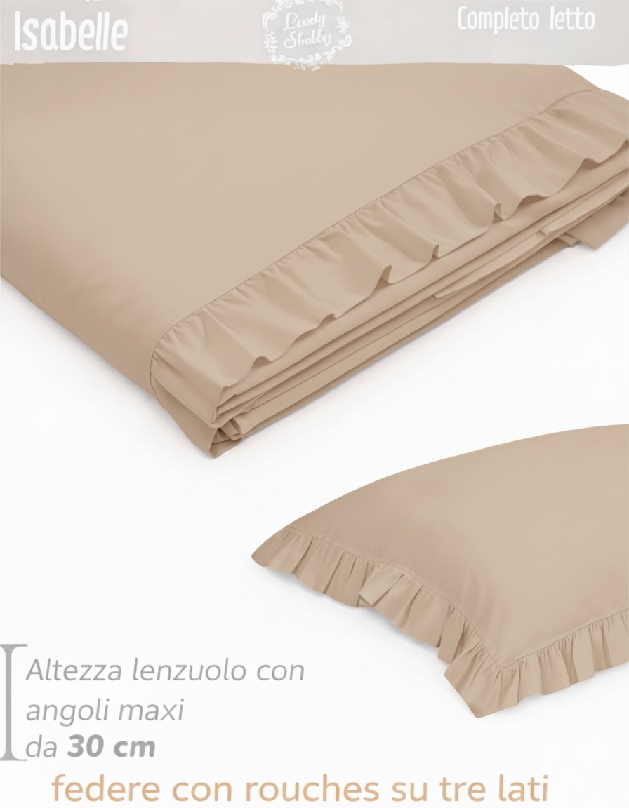 lovely shabby lenzuola matrimoniale con gala di cotone