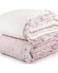 trapunta matrimoniale sinfonia lovely shabby mezzo peso rosa e avorio con gala in pizzo sangallo