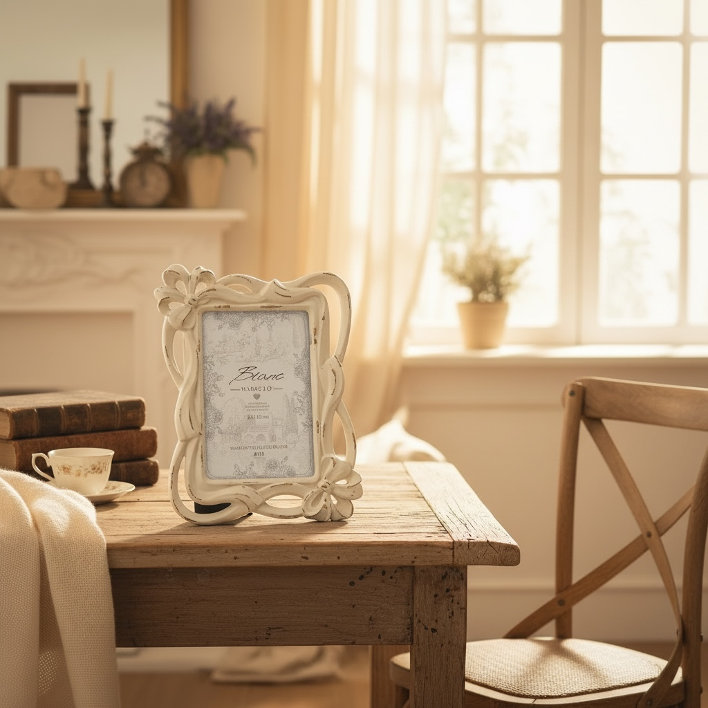 portafoto blanc 13x18 in resina con fiocchi 