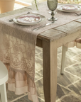 "Esalta la tua tavola con il Runner Etoile Corinzio di Chez Moi. Pizzo pregiato, balze artigianali e stile shabby chic Made in Italy. Acquista l'eleganza online!"