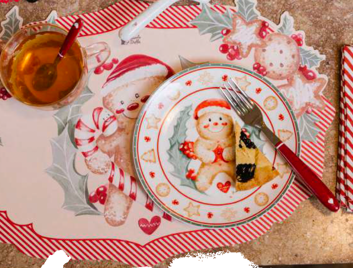 tovaglietta Americana tavola shabby natale omino di pan dizenzero cucina nuvole di stoffa