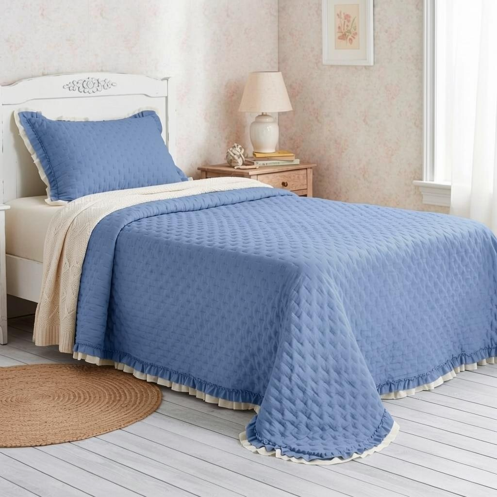 trapunta mezzo peso lovely shabby Rochelle celeste polvere singola 